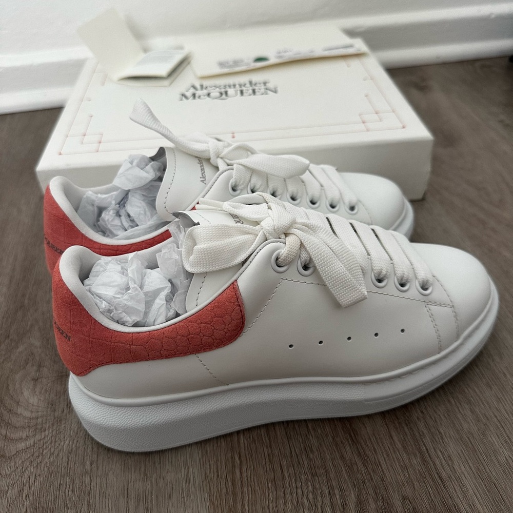 Alexander McQueen Women's White and Coral Suede